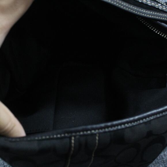 Coach Signature Jacquard Trim Hobo Shoulder Bag with Braided Strap Black 90s Y2K - Picture 5 of 7